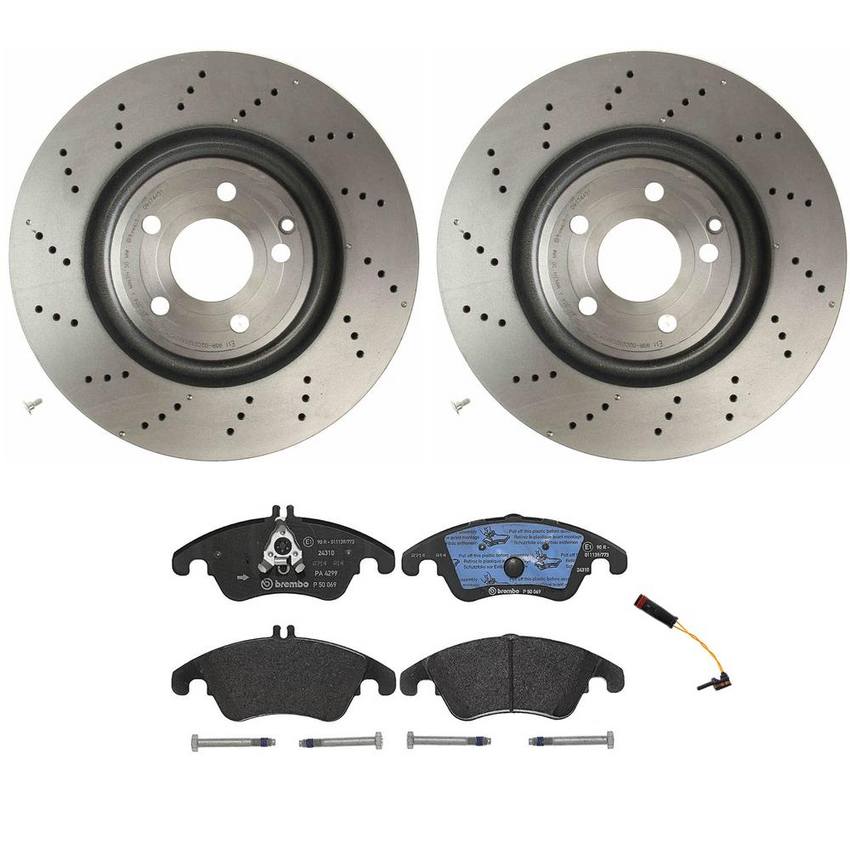 Mercedes Brakes Kit - Brembo Pads and Rotors Front (344mm) (Low-Met) 2115401717 - Brembo 1540214KIT